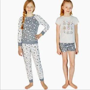 Girl BCBG Youth 4-piece Lounge Sleep Set Sleepwear Top Tee Shorts Pajama 14-16 L